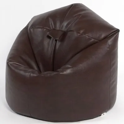 Leather Bean Bag Cover Faux Leather Classic Chair Seat Lazy Lounge Brown • £6.99