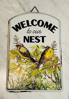 Metal Tin Sign Welcome To Our Nest  Red Shed BrandHomestead Farmhouse Decor 12x8 • $9.99