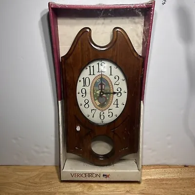 Vintage Verichron Quartz Wooden Wall Clock Movement Working Battery Operated USA • $59.99