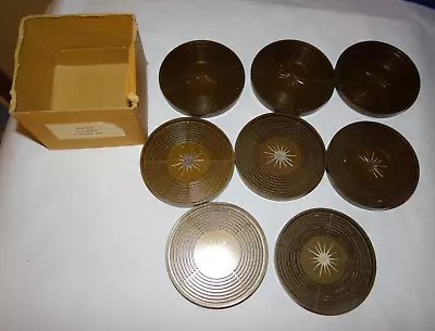 NEW Vintage Teraco Line USA MCM Star Burst Coasters Set 8 Brown Sparkle In BOX • $15