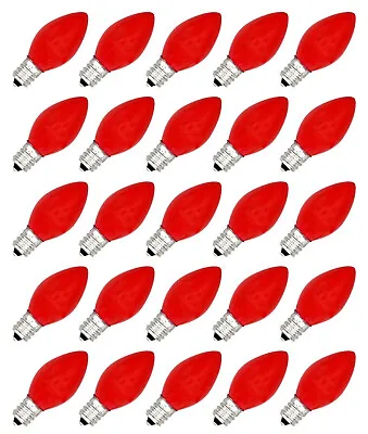 25 Pack C7 LED Red Replacement Light Bulbs For Christmas 0.7W Ceramic • $18.99