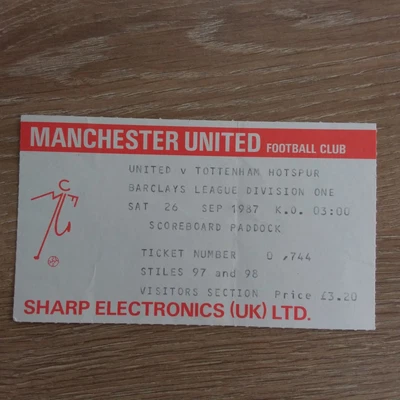 £3.99 • Buy Ticket 1987/88 Manchester Man Utd V Tottenham Spurs