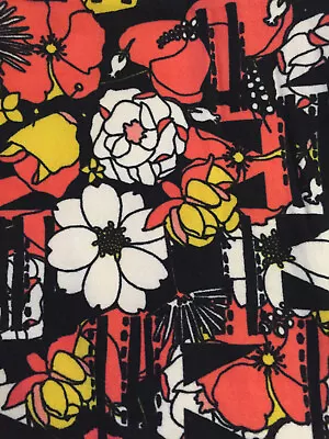 NEW Lularoe Leggings OS Orange Yellow OffWhite Black Flower Floral Pant One Size • $8.98