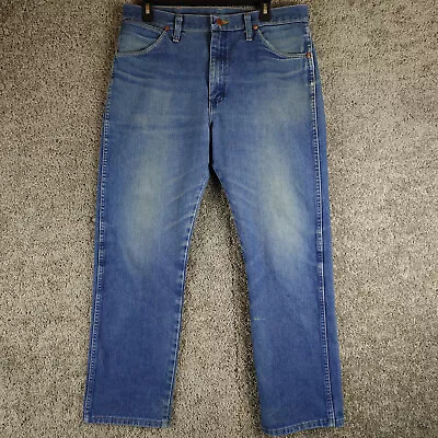 Wrangler Jeans Adult 34x30 Blue Denim Vintage Rodeo Ranch Work Wear Faded Men • $14.99