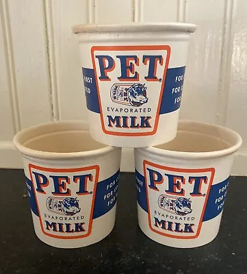 $15 • Buy Pet Evaporated Milk Handi-Handle Cups ~ Lot Of Three ~ Six Ounces ~ NOS ~ 1950s