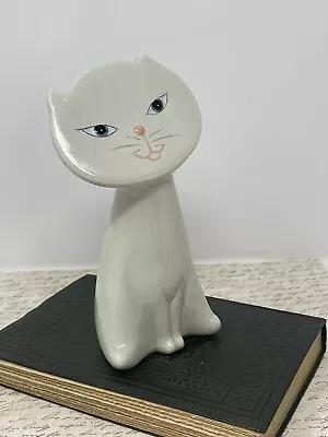 Vintage MCM Flat Face Cat Kitschy Figurines Ceramic 7  Kitten Mid Century Tall • $45.99