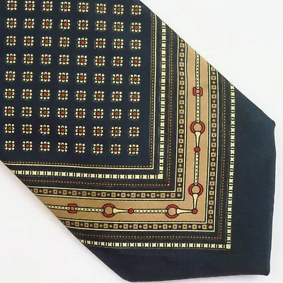 Vtg B Altman Mens Neck Tie Blue Geometric Flora LHorsebit Bandana Print 56x3 • $20.42