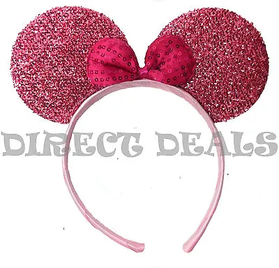 12 Minnie Mouse Ears Shiny Shimmering Pink Headband Party Favors Birthday Mickey • $14.99