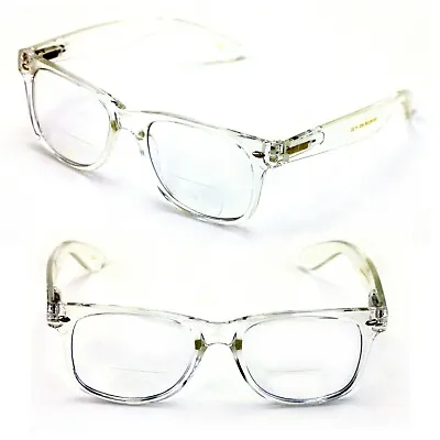 2 Pairs Of Transparent Frame Bifocal Reading Glasses - Retro Bi-Focal Reader • $13.95