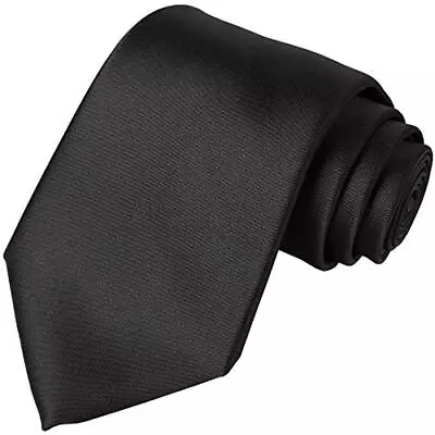 63'' XL Black Tie Solid Satin Ties Extra Long Necktie + Gift Box • $16.93