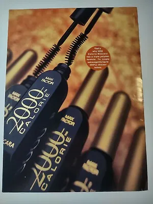 Max Factor 2000 Calorie Mascara Cosmetics Vintage 1990s Print Ad • $8.61