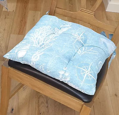 £13.99 • Buy Coastal Blue Table Cloths Nautical Algae Seaweed Coral Sea Shell Compass White