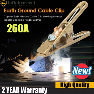 260A Copper Earth Ground Cable Clip Welding Manual Welder Electrode Holder Clamp • £10.96