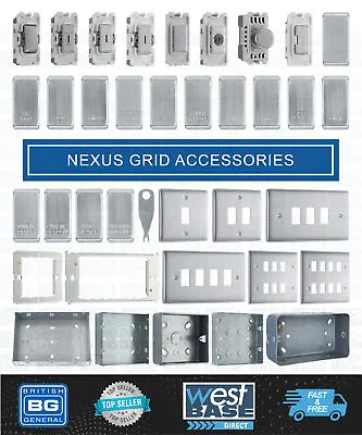 £16.75 • Buy BG NEXUS METAL Custom Grid Plate Switch Components BRUSHED STEEL NBS RANGE