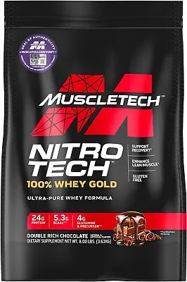 Muscletech Nitro Tech 100% Whey Gold Whey Protein Powder Rich Chocolate 8 LBS • $106.81