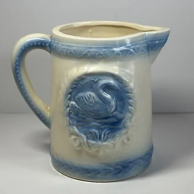 Vintage Haeger Swan Pitcher Vase Blue White Pottery Club Piece • $27.95
