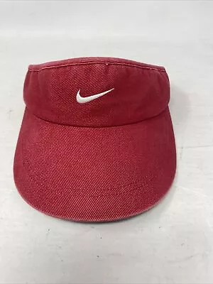 VINTAGE Nike Golf Visor Hat Cap Strapback Red Adjustable Embroidered Cotton • $16.99