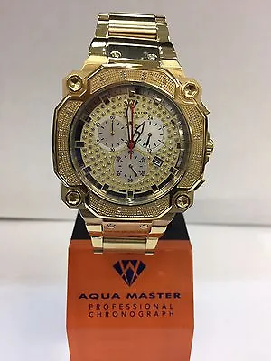 Men Aqua Master Jojo Jojino Joe Rodeo Yellow Metal Band 44mm Diamond Watch W#142 • $207