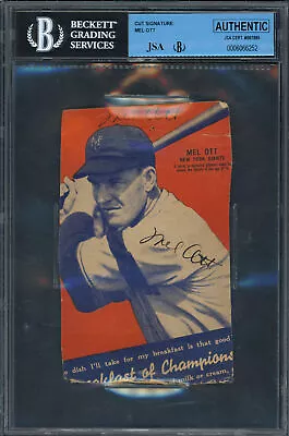 Mel Ott Autographed Twice 1936 Wheaties Box Cut Signature Giants JSA • $1595