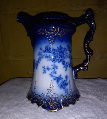 Antique Flow Blue Wheeling Pottery La Belle China Coffee Chocolate Pot WO / Lid. • $162