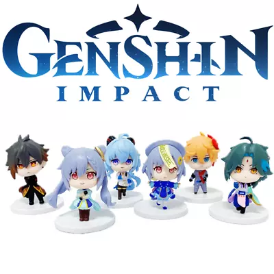Genshin Impact Pvc Q Version Figure Toys Set Of 6pcs Xiao Ganyu Zhongli Keqing • £10.72