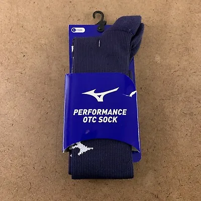 Mizuno Size Small (Y 1-6 W 4-7) Navy Performance OTC Athletic Socks 1 Pair NWT • $12.88