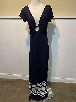 Michelle Jonas Maxi Keyhole Dress Navy Tie Dye Size L Large • $39