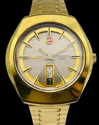 Rado 'VOYAGER TWO' Rare Swiss Gold Plated 625.3124.2 Mens Automatic Watch C1970s • £179.99