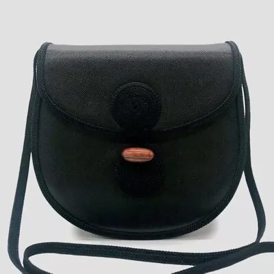 Vintage YSL Yves Saint Laurent Black Leather Shoulder Bag 80s/90s Acorn Design • $348.40