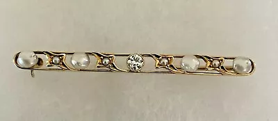 Stunning Art Nouveau Hayden W Wheeler 14K Genuine Diamond Pearl Bar Pin 1.73gr • $375