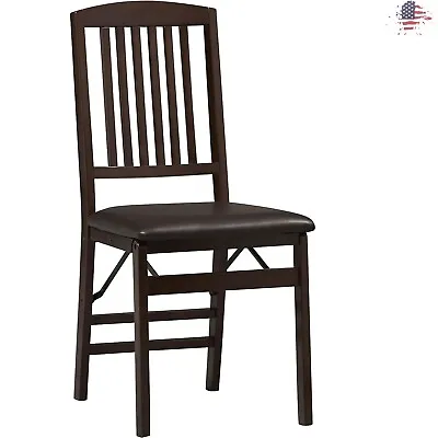 Chic Stylish Mission Back Folding Chairs - Rich Merlot Finish - Set Of 2 • $155.79