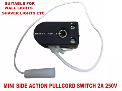 Side Action Pull Cord Switch2A Miniature Cupboard Wall Light Table Lamp Fitting • £3.90