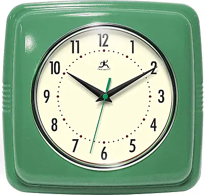 Retro Wall Clock - 9 Inch Square Clock - Silent Non-Ticking Mid Century Modern - • $30.42