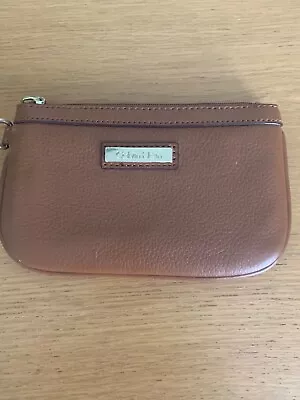 Brown/ Tan Leather Calvin Klein Card And Coin Purse In Excellent Condition • £11