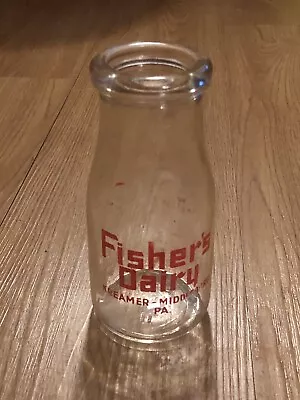 Vintage FISHER’S DAIRY Half Pint Milk Bottle Kreamer Middleburg Pennsylvania PA • $15.99