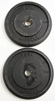 Vintage York Barbell Standard Weight Plates 12.5 Lb PreUSA Stamp 25lbs Total • $74.95