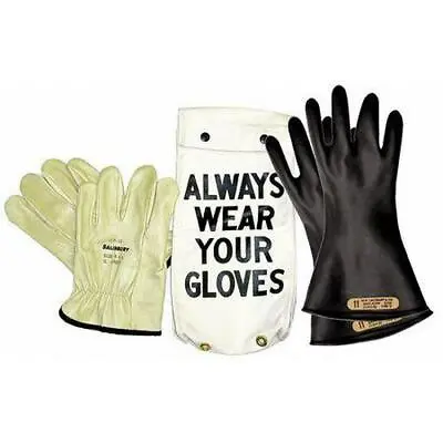 SALISBURY SIZE-10 Electrical Voltage Insulating Glove Kit Class 0 Rubber Leather • $191.69