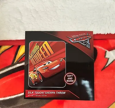 Pixar Cars Lightning McQueen Fleece Sherpa Blanket Bed Travel Throw Super Soft • $19.98