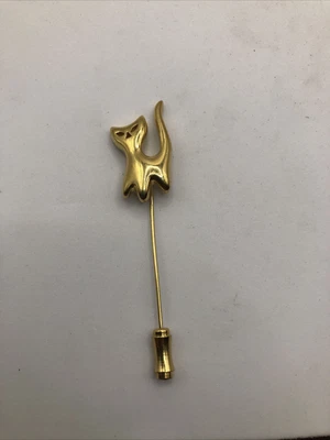 $15 • Buy RARE Vintage TRIFARI Kitty Cat Spooky Black Feline Halloween Animal Stick Hatpin