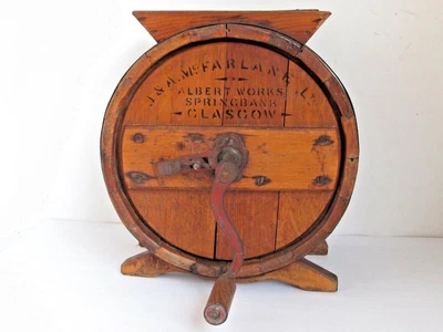 $145 • Buy Antique Wood Barrel Style Butter Churn Stenciled J. & A. Mc Farlane Glasgow