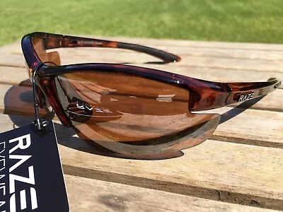 $19.85 • Buy RAZE Eyewear Sunglasses Coyote HD Tortoise Black Golf Driving Lens Brown A1
