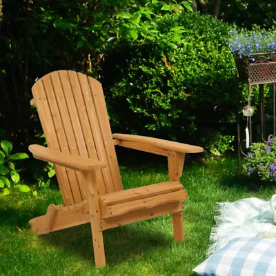 Adirondack Chair Folding Garden Patio Furniture Weatherproof Wooden Deck Chair • £59.95