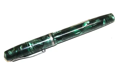 Vtg Wahl Oxford Green Marble Celluloid Fountain Pen Select-O-Point D Iridium Nib • £45.13