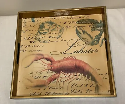 Michel Design Works Lobster Tray Wooden Square Coastal Maine 12.5” Sq X 1.5”h • $32