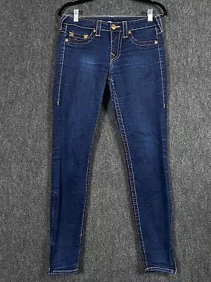 True Religion Tara Womens 29 Skinny Jeans Blue Denim Mid Rise Ankle Zip USA • $42.41