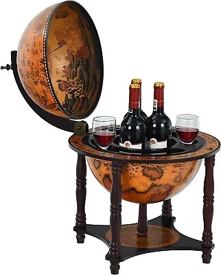 Bar Globe Old World Italian Wine Liquor Cabinet Storage Style Mini Stand New Map • $140.99