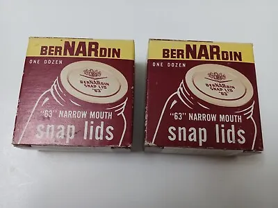 $10 • Buy (2) Full Boxes Bernardin  63  Narrow Mouth Snap Lids Fruit Jar Vtg Canning