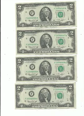 4 1976 $2 Two Dollar Bills (Atlanta GA) AUNC- FREE SHIPPING • $11.49