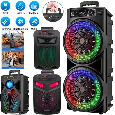 6000W Portable Bluetooth Speaker Sub Woofer Heavy Bass Sound System Party + Mic • $38.49