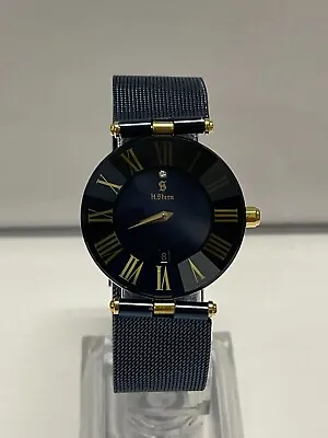 H. STERN Blue Sapphire W/Gold Roman Numbers Bezel Unisex Watch- $16K APR W/ COA! • $4995